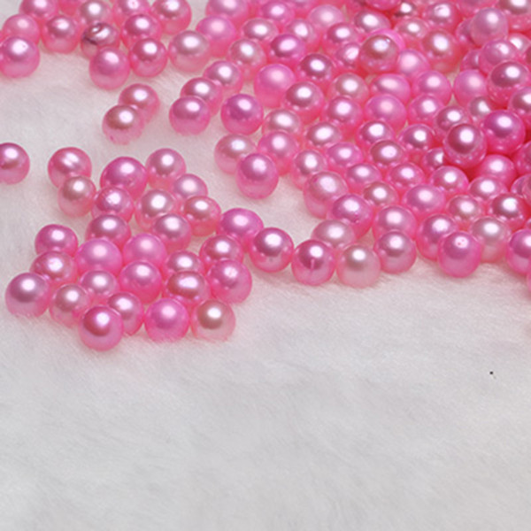 JNMM Pink Round Loose Freshwater Pearl Beads 60Pcs/Lot 6-7mm High Quality for Women Jewelry Nature Color