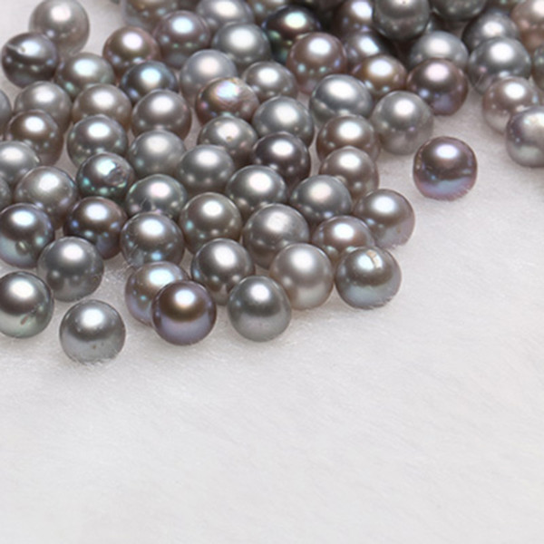 JNMM Gray Round Loose Freshwater Pearl Beads 60Pcs/Lot 6-7mm Great Grade for Women Jewelry Nature Color