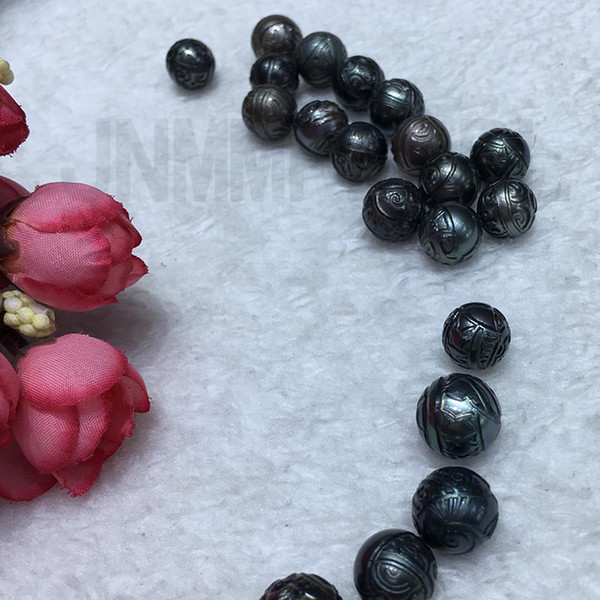 JNMM Jewelry accessories Sculpture Pearls Beads11-12 mm Natural Black Tahitian Round pearls Making diy Gift New Arrival