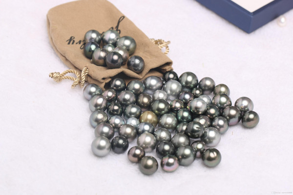 JNMM 5PCS Graceful Tahitian Pearl 10-11mm Black Grey Real Round Wholesale Natural Seawater Pearl Hot Sale Gifts for Women