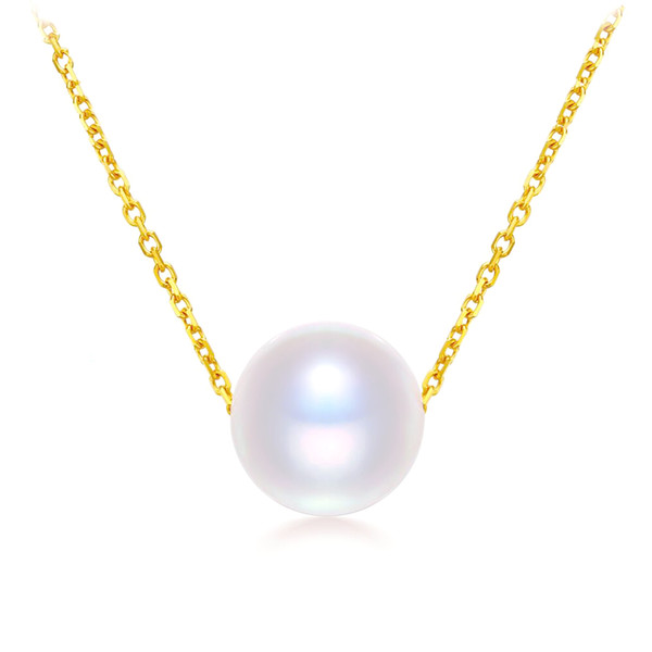 Natural Akoya Pearl Bead Pendant Adjustable Necklace Round and Flawless Sea Water Pearl 9-10mm Big Gemstone Fine Jewelry