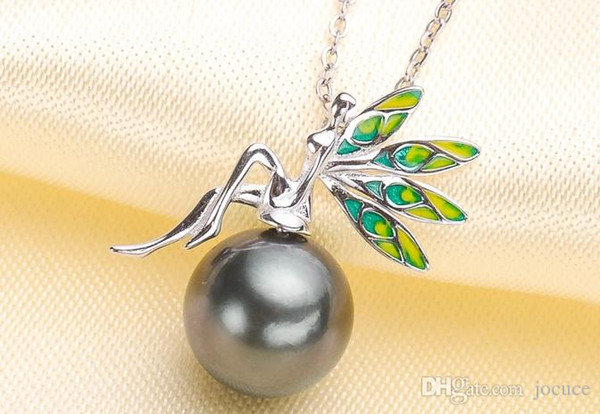 Hot selling S925 Silver Fairy Angel Pearl Pendant Empty Support Pearl Accessories for DIY Festival Jewellery