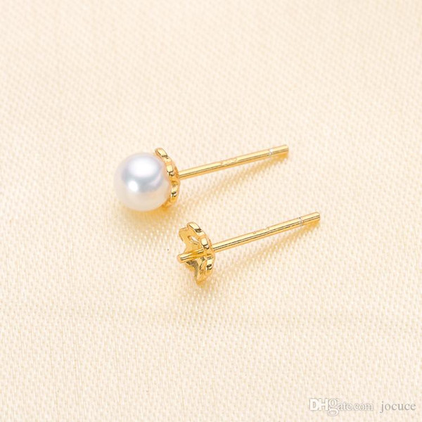 Floral shape S925 Silver Pearl Ear Stud Earrings Empty Support Pearl Fashion Design for Beauty Jewellery