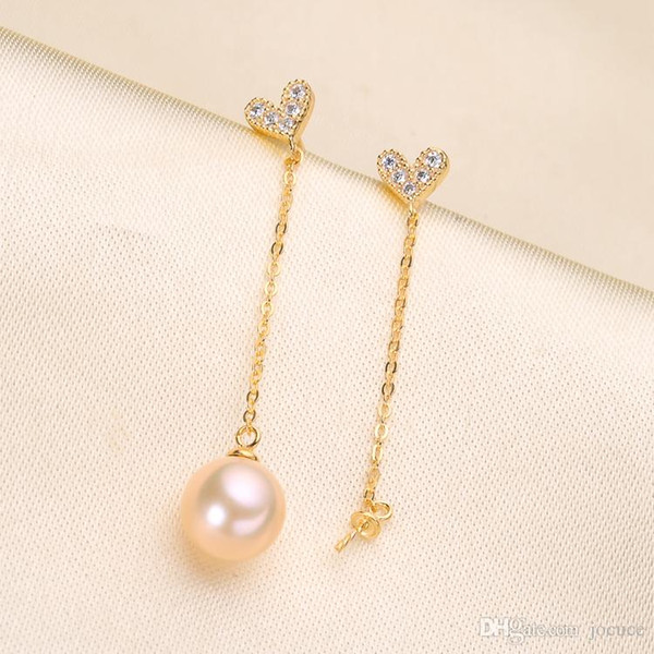 5 Pairs S925 Silver Small Heart Pearl Ear Stud Earrings WITHOUT Pearl for Beauty a Suprise Gift