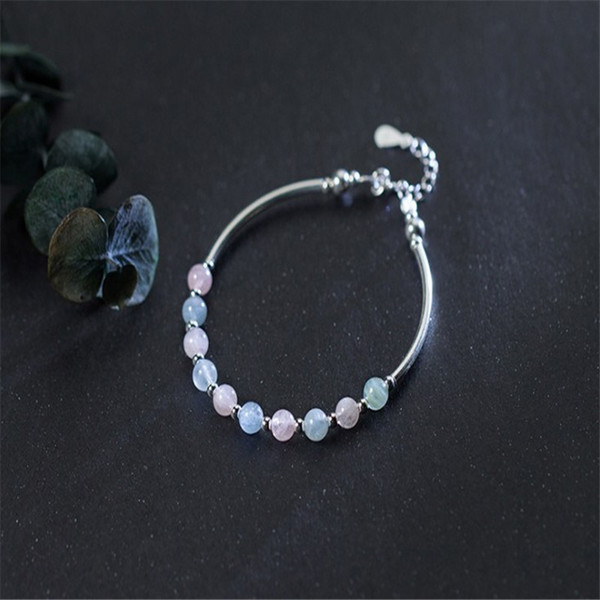 Natural Morganite Stone Wedding Bracelet For Women 925 Sterling Silver Bracelet Femme Bracelets Sterling Silver 925 Jewelry