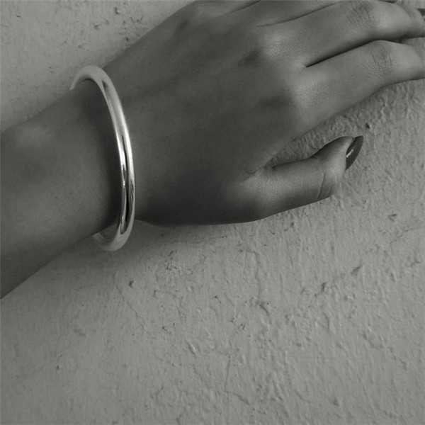 100% New 925 Sterling Silver Bracelet Bangle Simple Silver Gold Fine Jewelry Silver For Women 4MM Bangles Valentines Lovers Gift