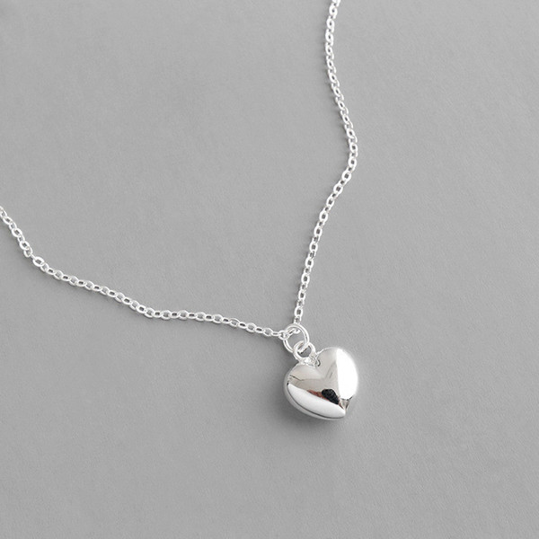 Fine Jewelry Heart Pendant Necklace Authentic 925 Sterling Silver Necklace&Pendants Long Chain Love Necklaces For Women