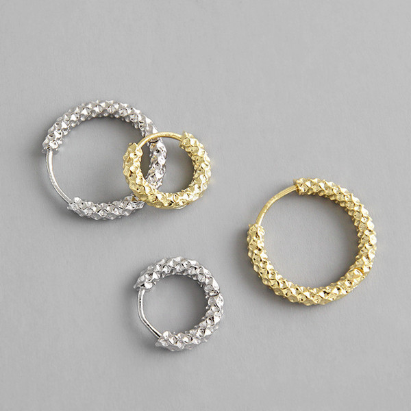 100% 925 Sterling Silver Geometric Floral Hoop Earrings For Women White Gold /18K Gold Color Circle Earring Fine Jewelry