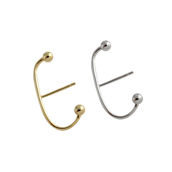 New Chic Style 925 Sterling Silver Geometric C Shape Stud Earrings For Women Girls Lovers Gifts Sterling Silver Jewelry