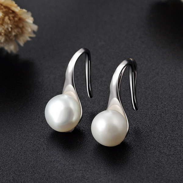 925 Sterling Silver 6mm Natural Freshwater Pearl Earrings Simple Round White Pearl Earrings For Women Wedding Party Gifts FH