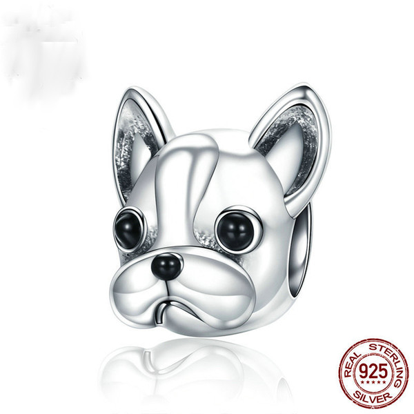 100% 925 Sterling Silver Loyal Partners Doggy Animal Dog Beads fit For Charm Bracelets DIY Jewelry Fittings