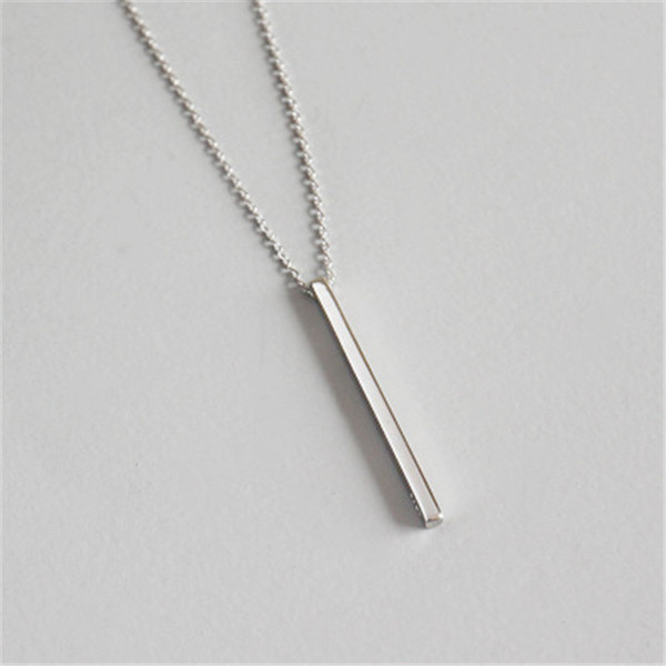 Authentic 925 Sterling Silver Bar Pendant Choker Necklaces New Chic Geometric Necklace Fine Jewelry For Women Collares