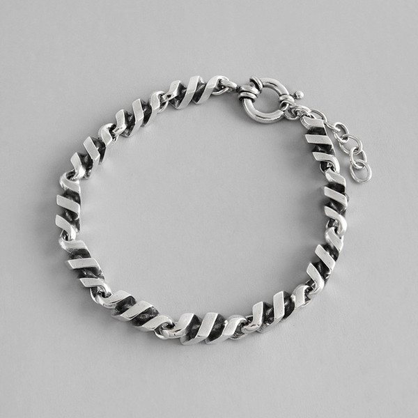 New 925 Sterling Silver Handmade Twisted Bracelet For Women Men Simple Vintage Sterling Silver 925 Jewelry