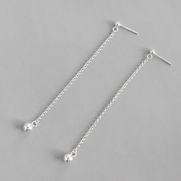 New Authentic 925 Sterling Silver Long Chain Dangle Earrings Simple Beads Tassel Pure Silver Earring Female Student Gifts