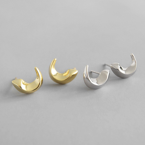 Sterling Silver 925 Jewelry New Simple Tiny Moon Stud Earrings For Women 925 Sterling Silver Earring