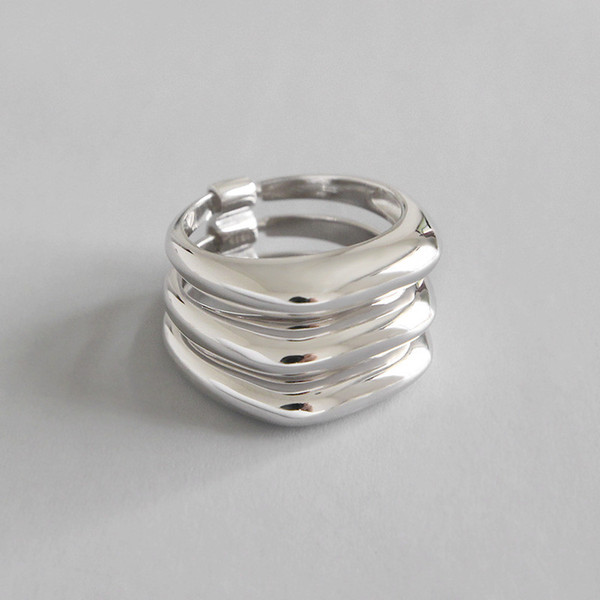 100% 925 Sterling Silver Three Layer Rings For Women New Fashion Sterling Silver 925 Jewelry Multilayer Ring Wedding Party Gifts