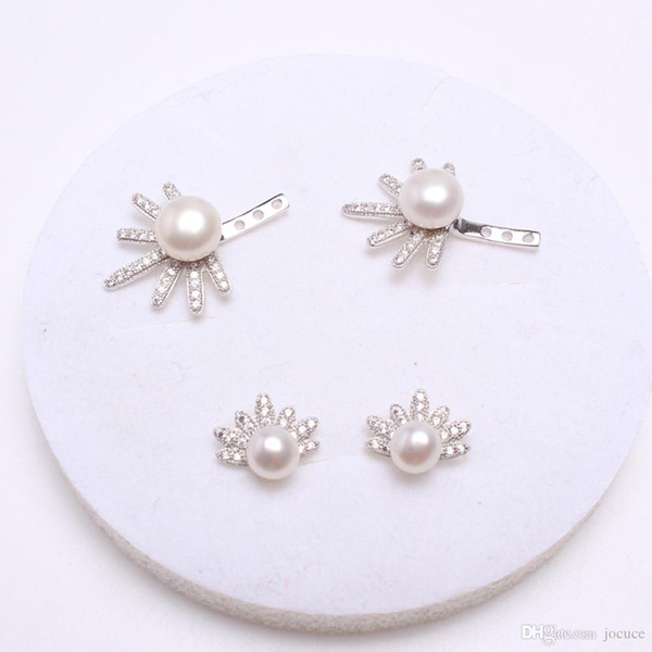 New Style Pearl Earrings 925 standard sterling silver with Flower Shape Pattern for women wedding party gifts