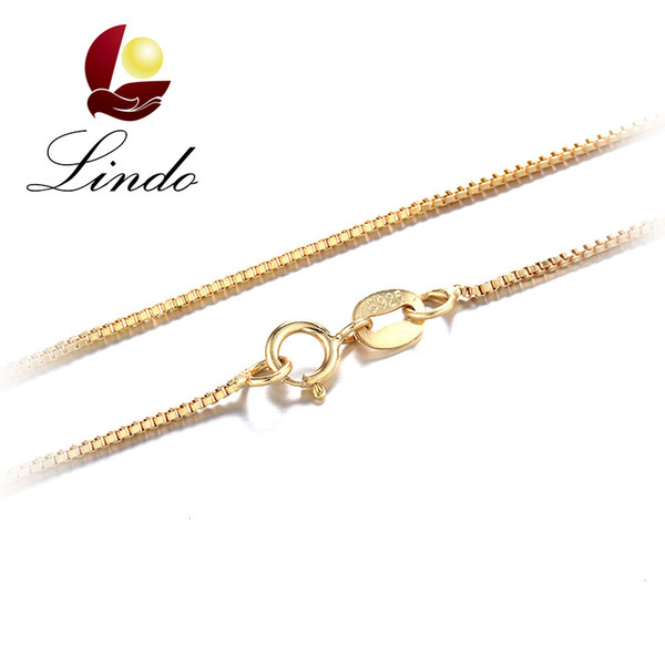 High Quality Gold Color Necklace Chain Classic S925 Sterling Silver Box Chain 40/45cm for DIY