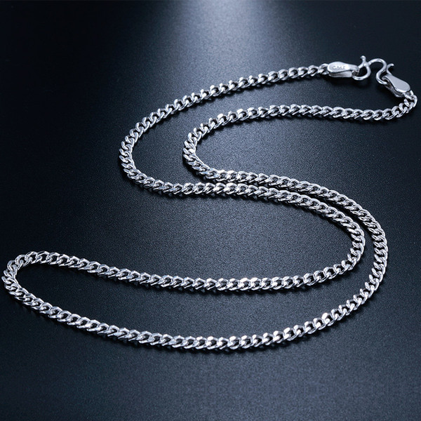 Punk / Rock Style Link Chain Fashion High Quality 925 Sterling Silver Chain Necklace 45cm for DIY