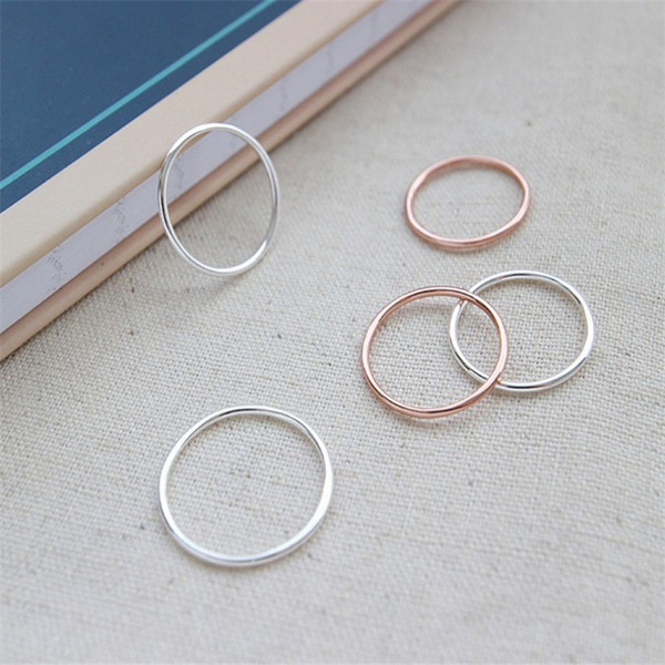 New Simple 925 Sterling Silver Ring for Women 1.2mm Thickness Knuckle Ring Girls Finger Ring Fine Jewelry Aneis