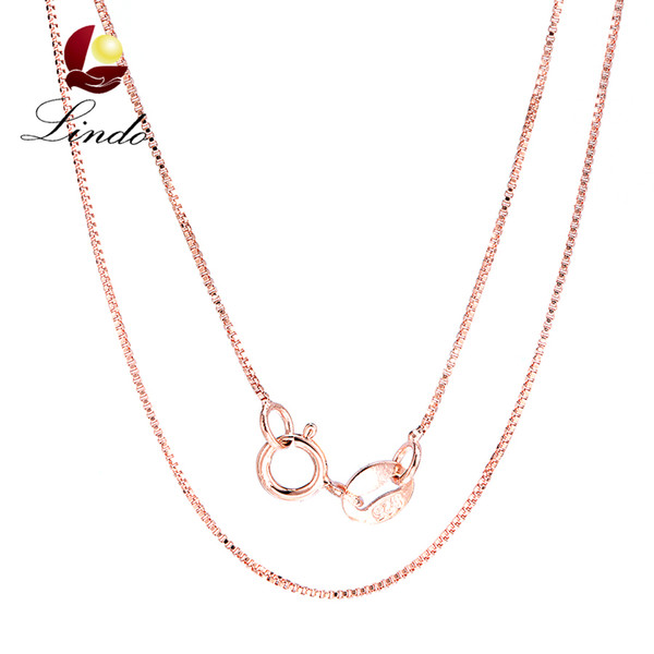 Fashion Rose Gold Color Chain Necklace for DIY 925 Sterling Silver Box Chain Necklace 40/45cm