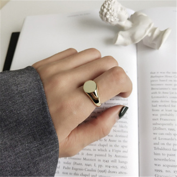 925 Sterling Silver Jewelry Round Open Statement Rings for Women anillos mujer 18k Gold Color Wedding Gifts Fashion Adjustable Ring