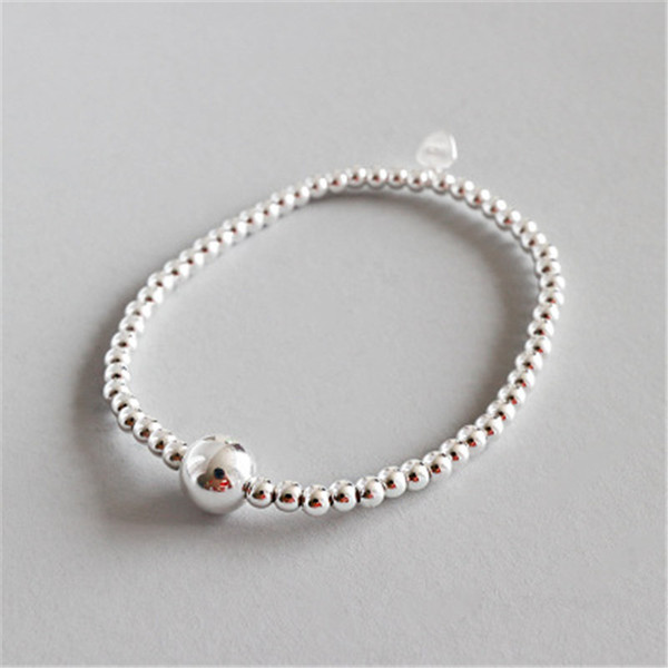 Authentic 925 Sterling Silver Strand Bracelets For Women Wedding Gifts 8mm Beads Elastic Bracelet Fine Jewelry