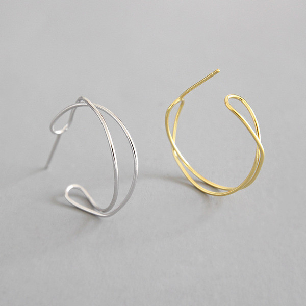 New White Gold/18k Gold Color Fashion Simple Weave Twisted Stud Earrings For Women Students Irregular Geometric Earring