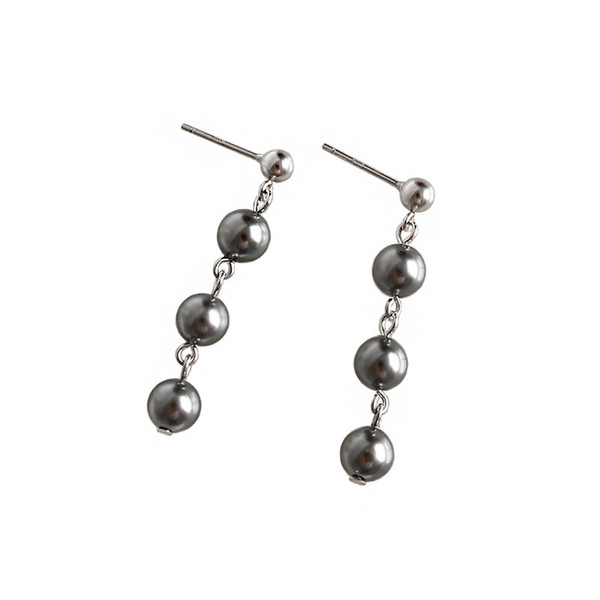 New Simple 925 Sterling Silver Pearl Dangle Earrings For Women Long White Black Freshwater Pearl Drop Earring