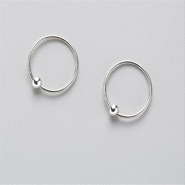 Real 925 Sterling Silver Round Hoop Earrings For Women Girlfriend Gift Minimalist Geometric Earring Fine Jewelry