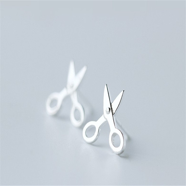 925 Sterling Silver Jewelry New Cute Small Scissors Stud Earrings For Women Men Sterling Silver Fine Jewelry Female Wedding Accessory