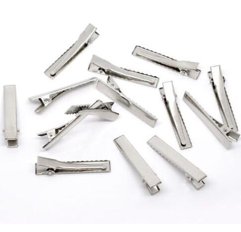 100pcs Vintage Silver Clamps ALLIGATOR HAIR CLIPS 45mm SILVER METAL CROCODILE FOR BOWS BARRETTE For Women Hair Jewelry Gift Accessories