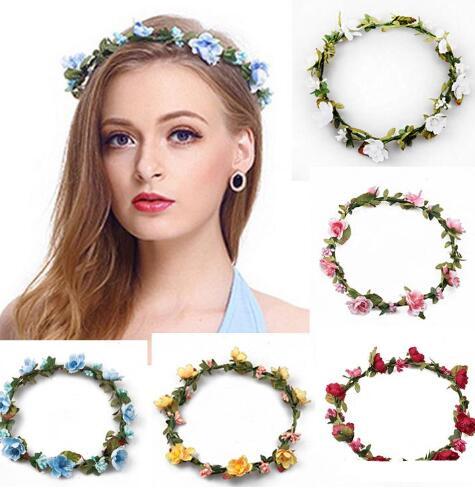 Bohemian Terylene Flower Wreath Garland Princess Garland Wedding Bridal Floral Headband BOHO Headdress Headpiece Hair Accessories