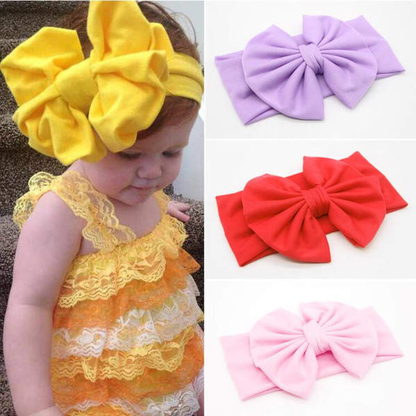 New Baby Girls Bow Headbands Europe Style big wide bowknot hair band 10 colors Children Hair Accessories Kids Headbands Hairband 60 pcs