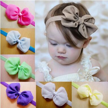 Infant Chiffon Bow Headbands Girl Headband Children Hair Accessories Newborn Bowknot Hairbands Baby Photography Props 12 Color