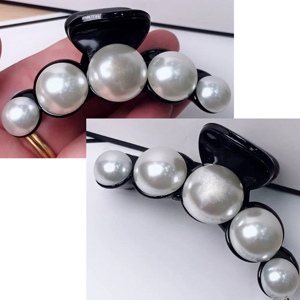 7x2.5CM Korean fashion of pearl C style claw clip one word clip girl hairpin European and American ladies collection counter vip gift 2/lot