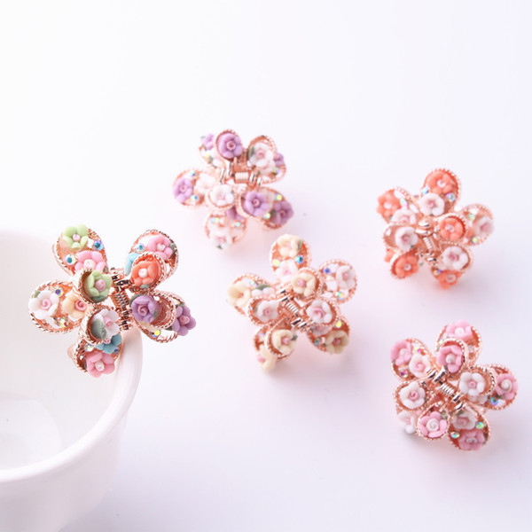 6pc/lot Ceramics Flower Small Hair Claw Clip Hairpin Accessories for Women Girls Lady Hairpins Butterfly Barrettes Hair Clips Headwear