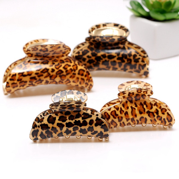 Leopard Print Clamps Head wear Clip Acryl Woman Casual Hair Jewelry Fashion Accessory Brown Sexy Leopard Claw Clamps Wholesale