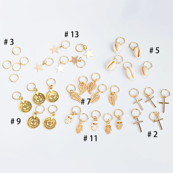 5 Pcs/set Fashion Shell Hands Leaves Star Conch Hair Dreadlocks and Pendant Charms Hair Clip for Women Hair Accessories