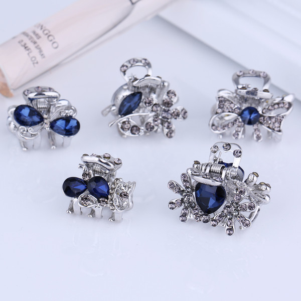 Wholesale Small Mini Size Silver Metal Hair Claw Clips Crystal Rhinestone Girls Womens Cute Hair Jewelry Clamps Hot Sale Hair Pin Accessory