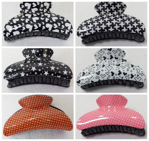 Mixed batch Cute abstract pattern women's Girl's fashion hairpin plastic material Hair Claw Clamp Clips