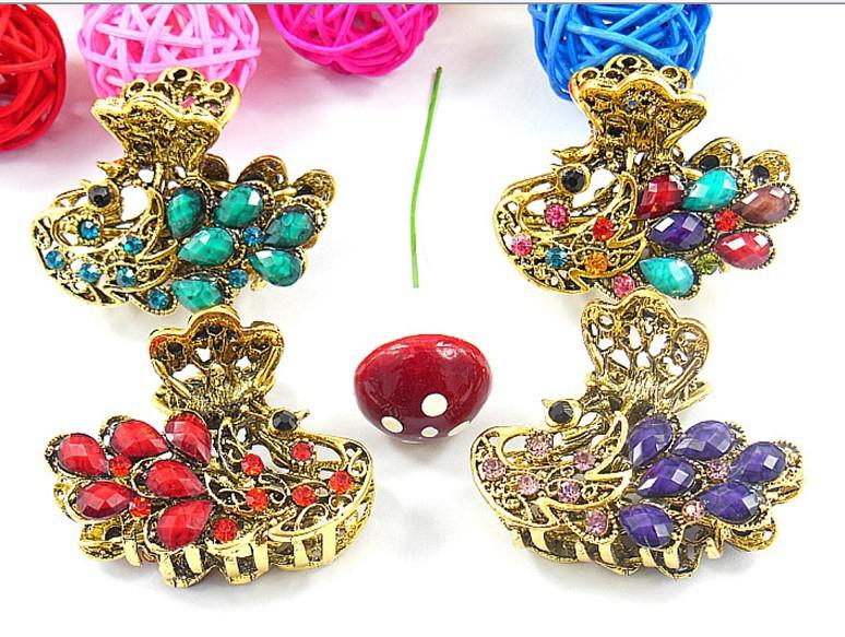 4cm vintage hair Clamps clasps claw clips Jewelry alloy rhinestone crown hair claw hair clip hair accessory mixed 110pcs/lot #3022