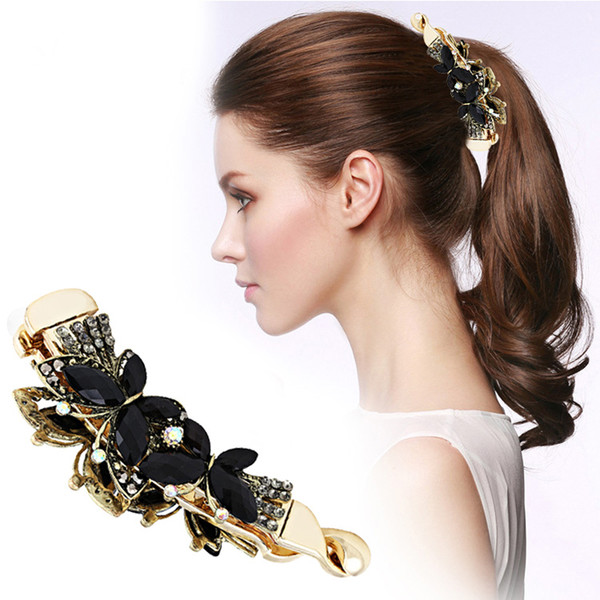 Women Banana Hair Clip Claw Holder Butterfly Resin Hairpin Vintage 108x31mm