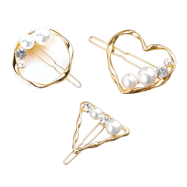 Fashion Women Hairpins Girls Round triangle Heart Hair Clip Delicate Hair Pin Hair Decorations Jewelry Accessories