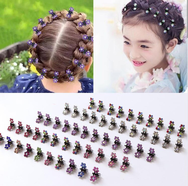 Wholesale 12PCS/Lot Small Cute Crystal Flowers Metal Claws Hair Clip Girls Fashion Headdress Hair Oranment Hair Accessories