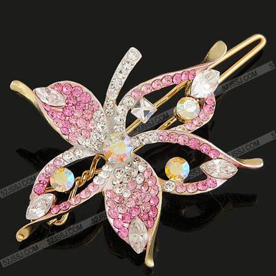 two color crystal flower lady's hairpin (48mm*44mm*35mm( ( ming))