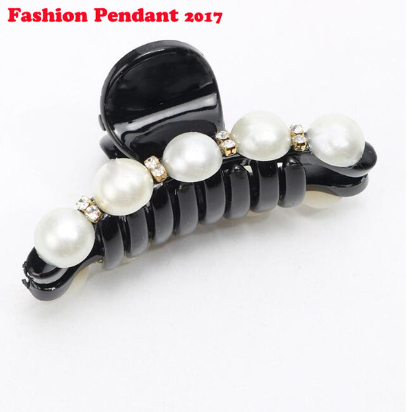 Crystal Rhinestone Hair Clip Pearl Hairpins Pearl Hair Crab Plastic Hair Claws for Women Clamp Resin Barette Top Gripper