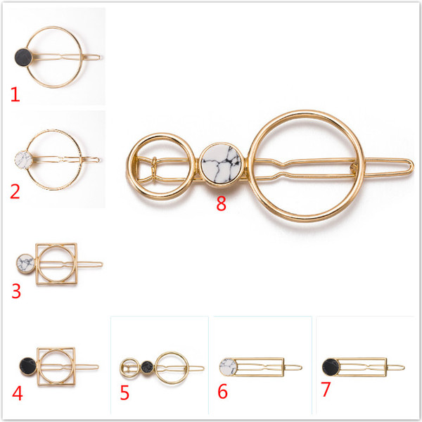 Women Natural Stone Hairpins Girls Triangle geometry Heart Hair Clip Delicate Hair Pin Hair Decorations Jewelry Accessories