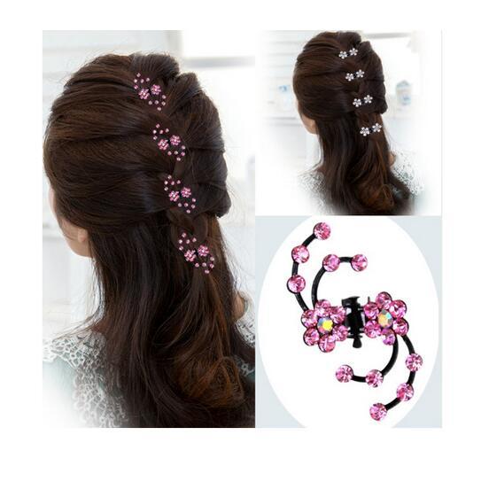 2017 New Fashion 12Pcs Girls Crystal Snowflake Hair Clips Hairpins Headwear Rhinestone Hair Claws Hair Accessories