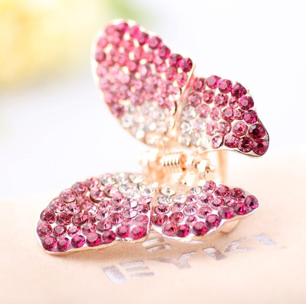 Fashion Butterfly Claw Women Girl Crystal Rhinestone Hair Clip Clamp Jaw Hairpin for christmas jewelry gift free ship